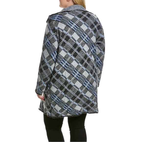 Joseph A. NWT Draped Open Cardigan ~ Blue & Gray Plaid ~ 2X - Picture 2 of 11